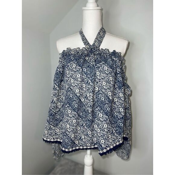 Women’s Boho Chiffon Flutter Sleeves Off the Shoulder Top Large - Picture 9 of 9
